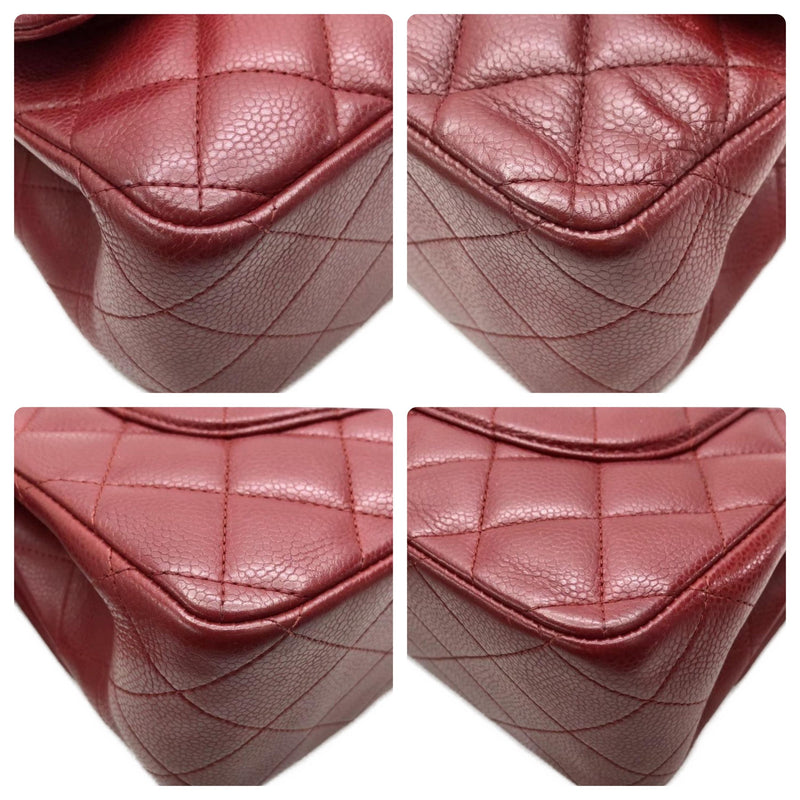 Chanel Burgundy Caviar Leather Jumbo Double Flap Bag