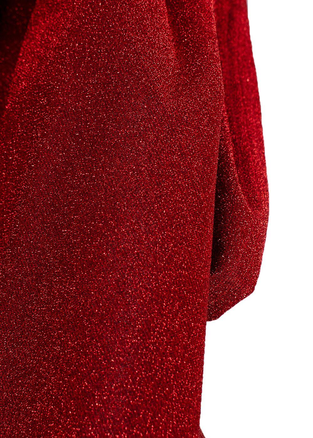 Golden Goose Red Glitter Flared Midi Skirt