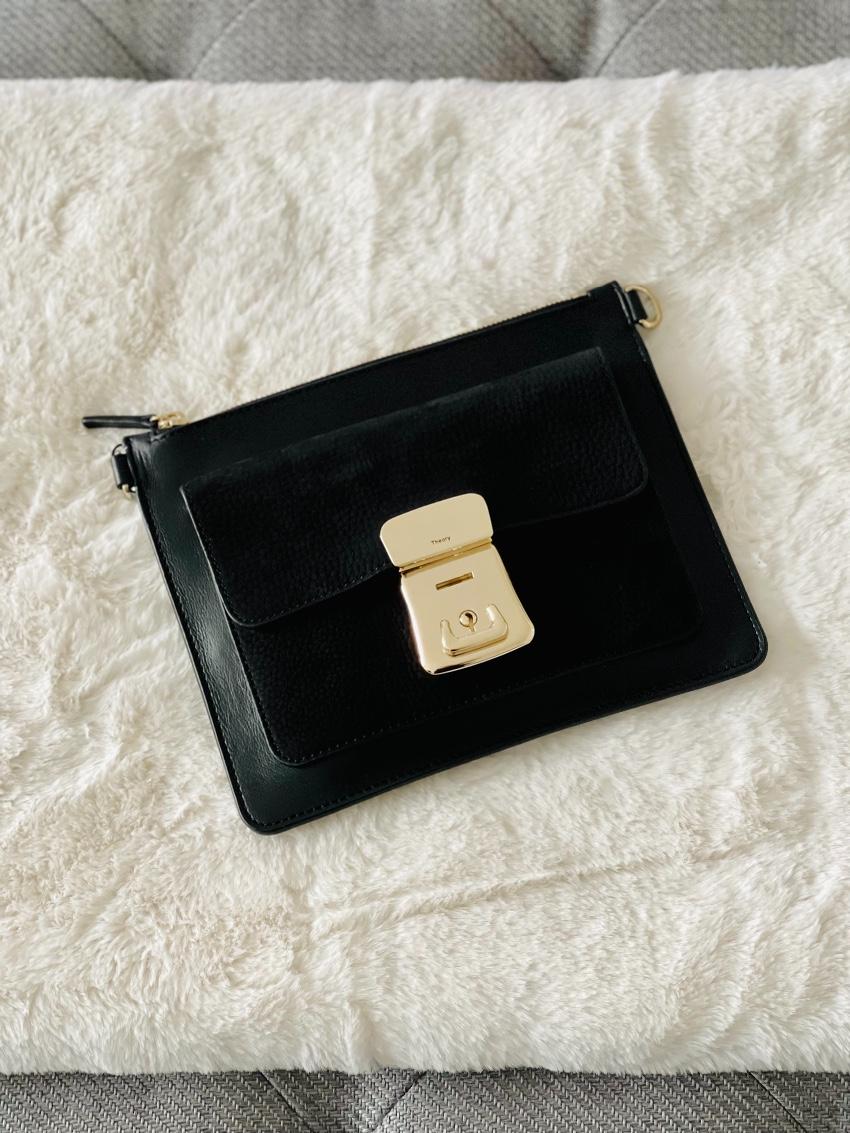 Theory Black Small Leather Clutch