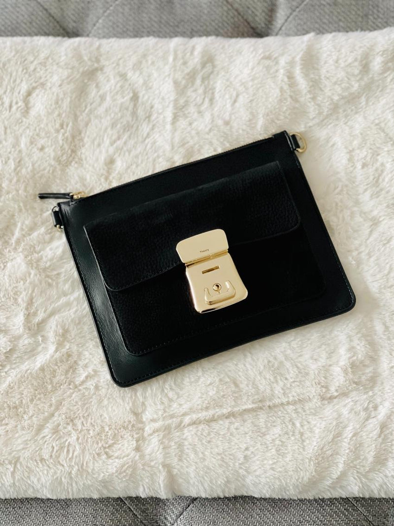 Theory Black Small Leather Clutch