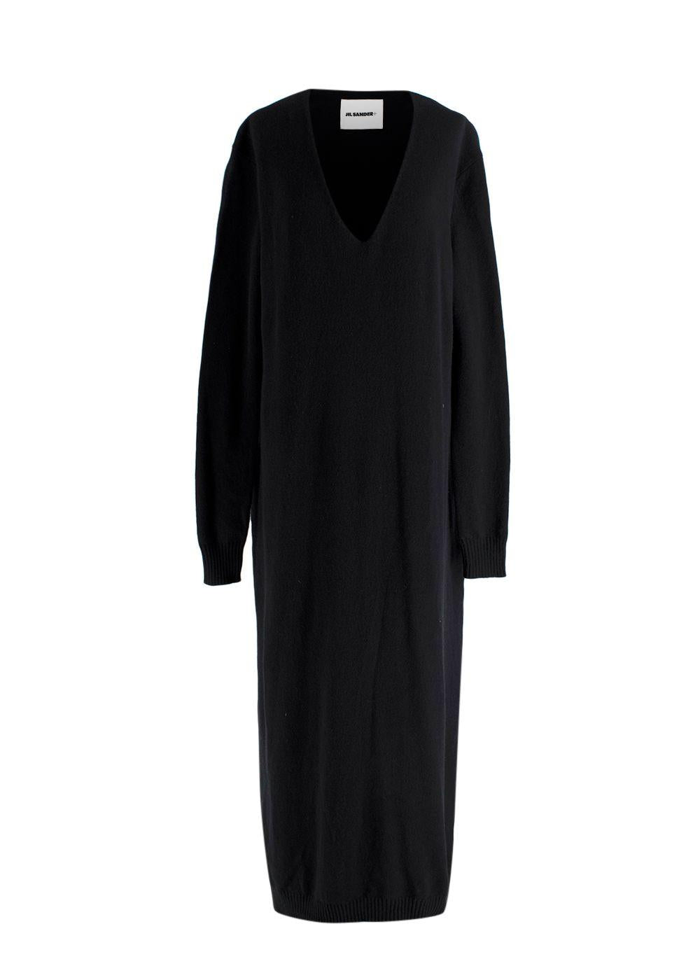 Jil Sander Black V Neck Jumper Dress