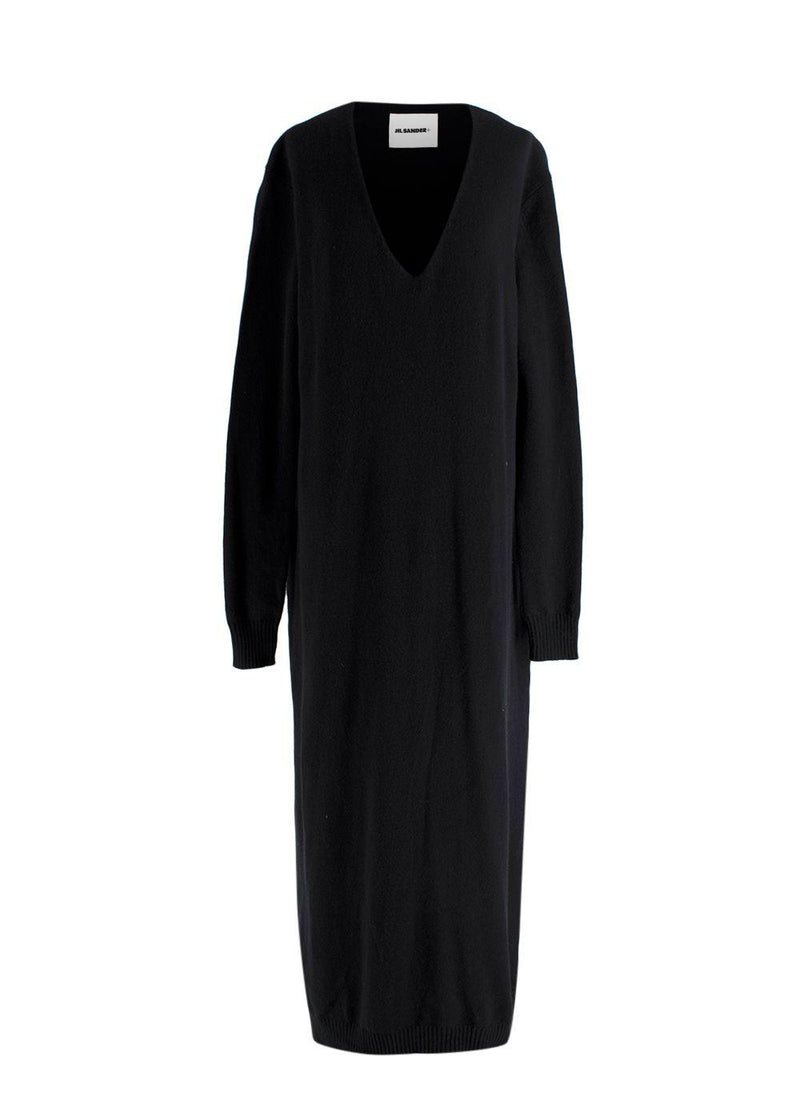 Jil Sander Black V Neck Jumper Dress