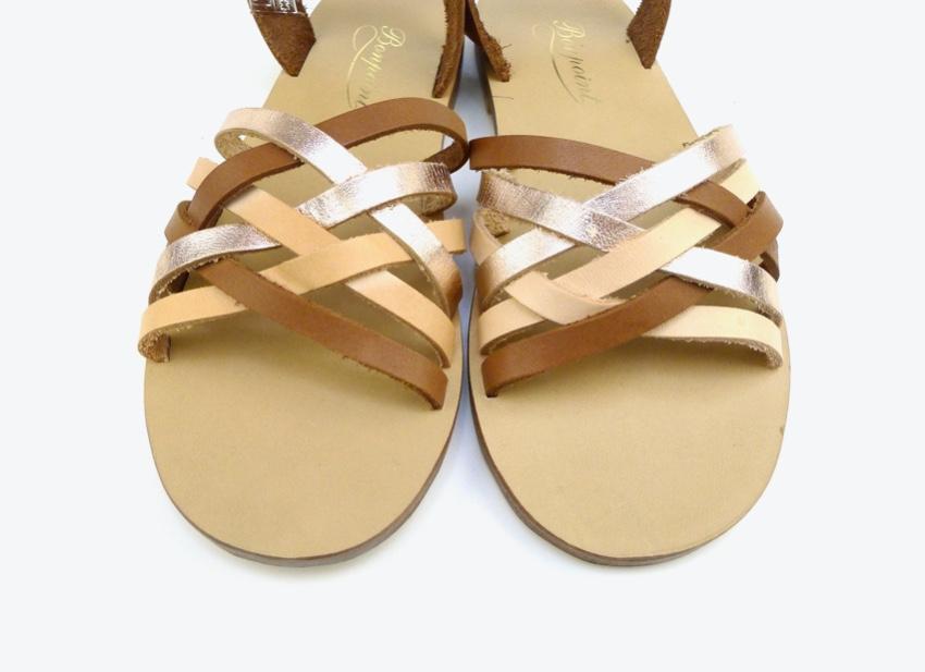 Bonpoint brown leather strappy sandals
