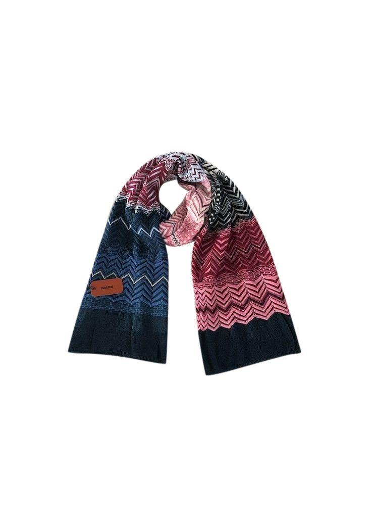 pink & blue zig-zag striped scarf