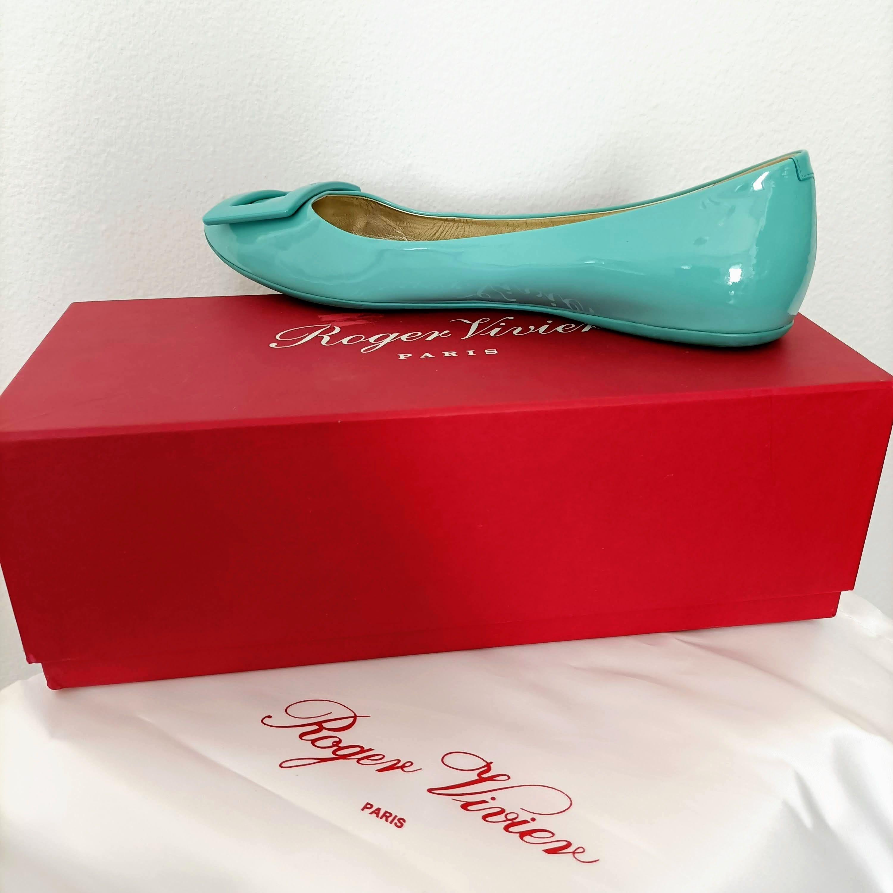 Turquoise Patent Ballerinas