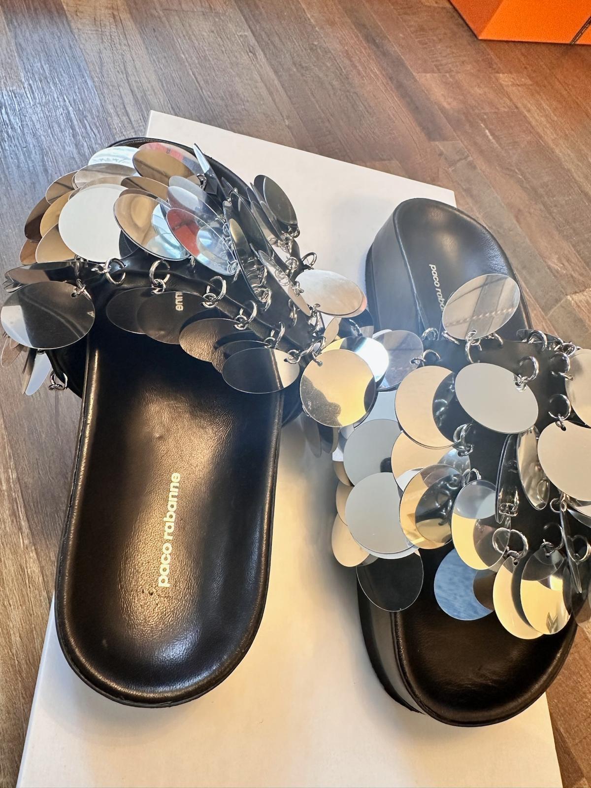 Paco Rabanne Silver Sequin Slides