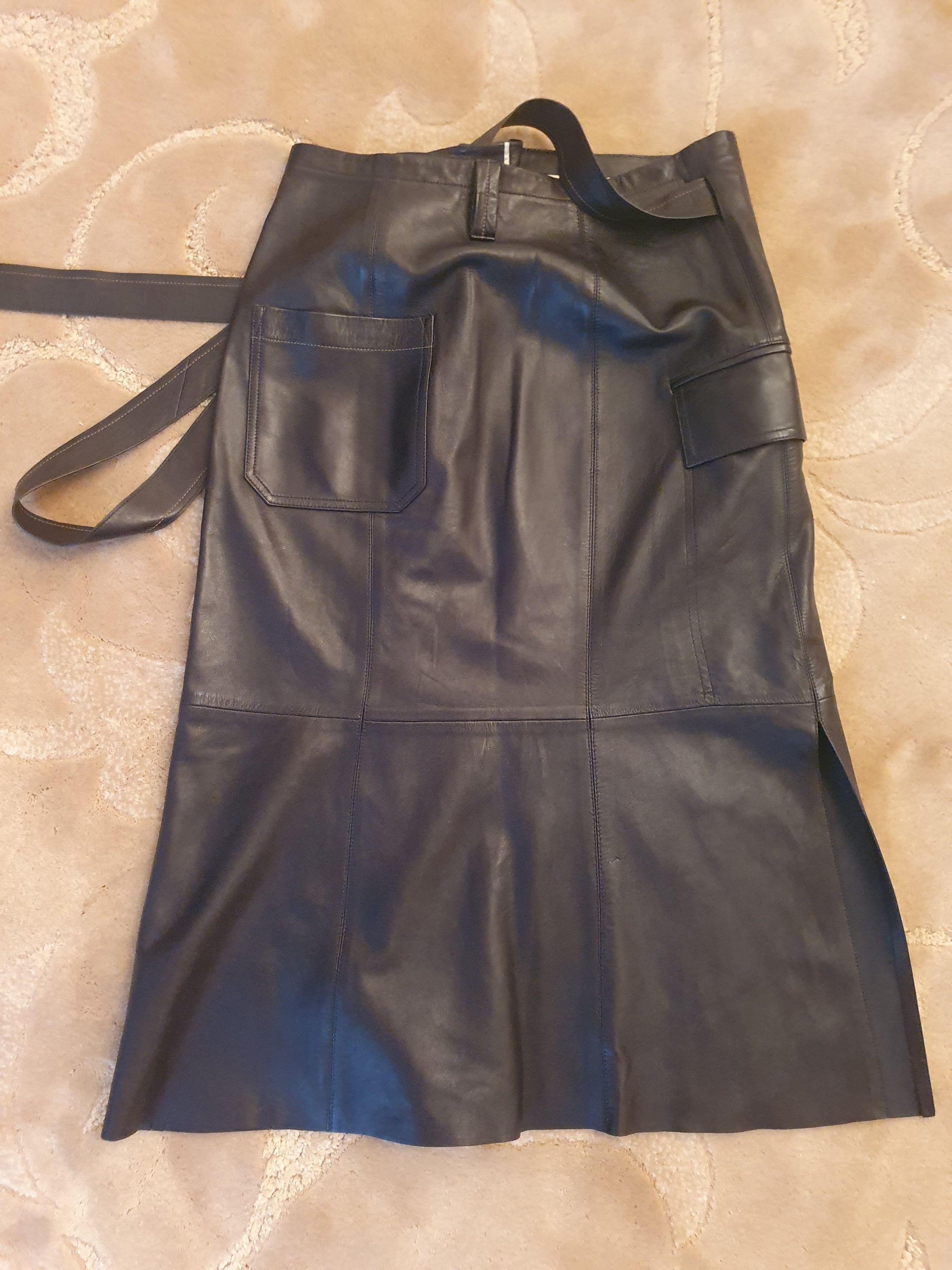 Black Leather Wrap Skirt