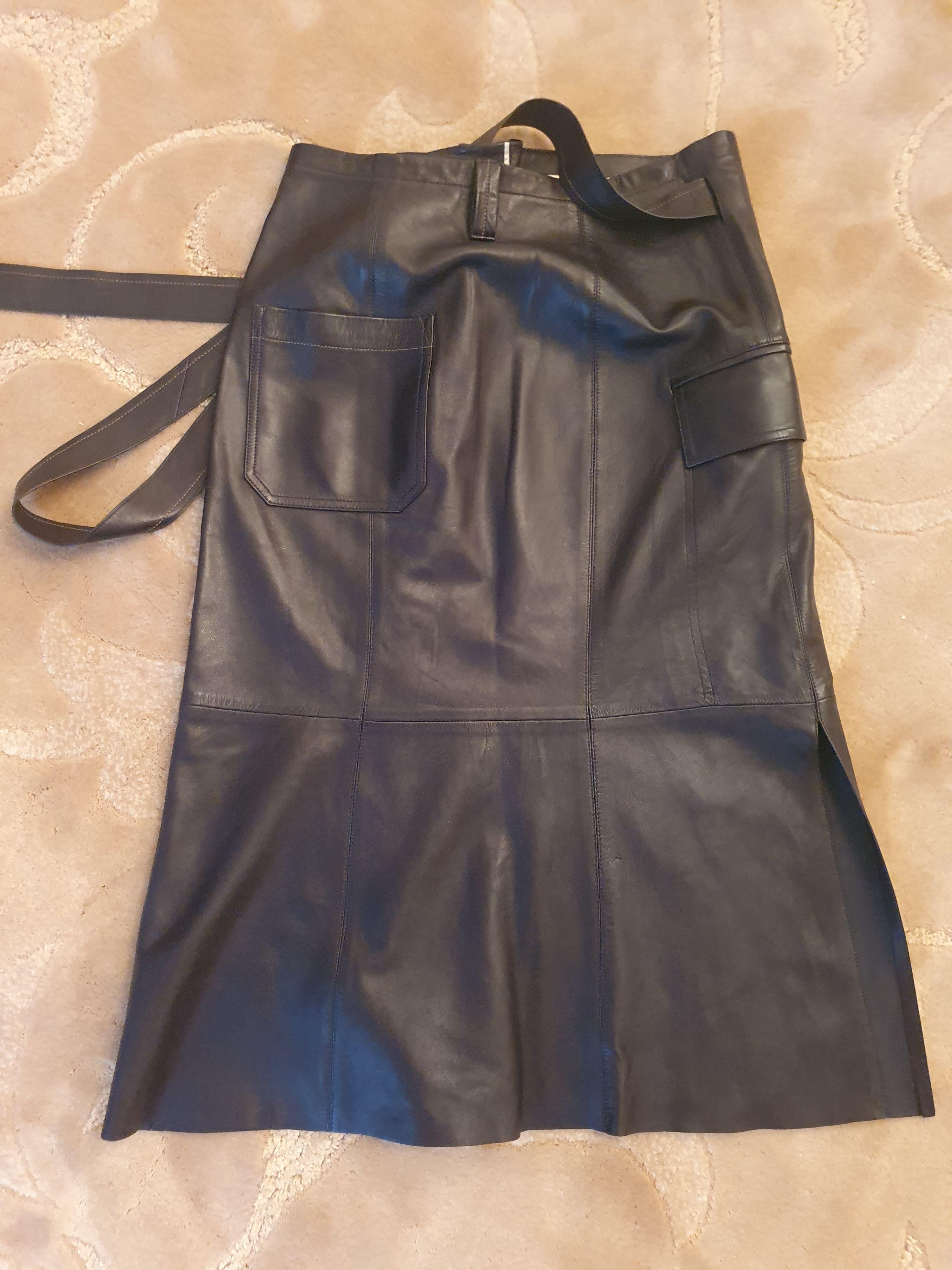Black Leather Wrap Skirt