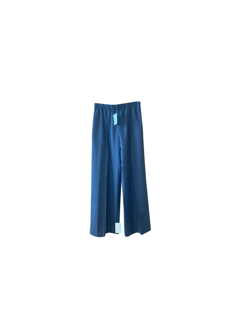 Navy wool crepe tailored trousers