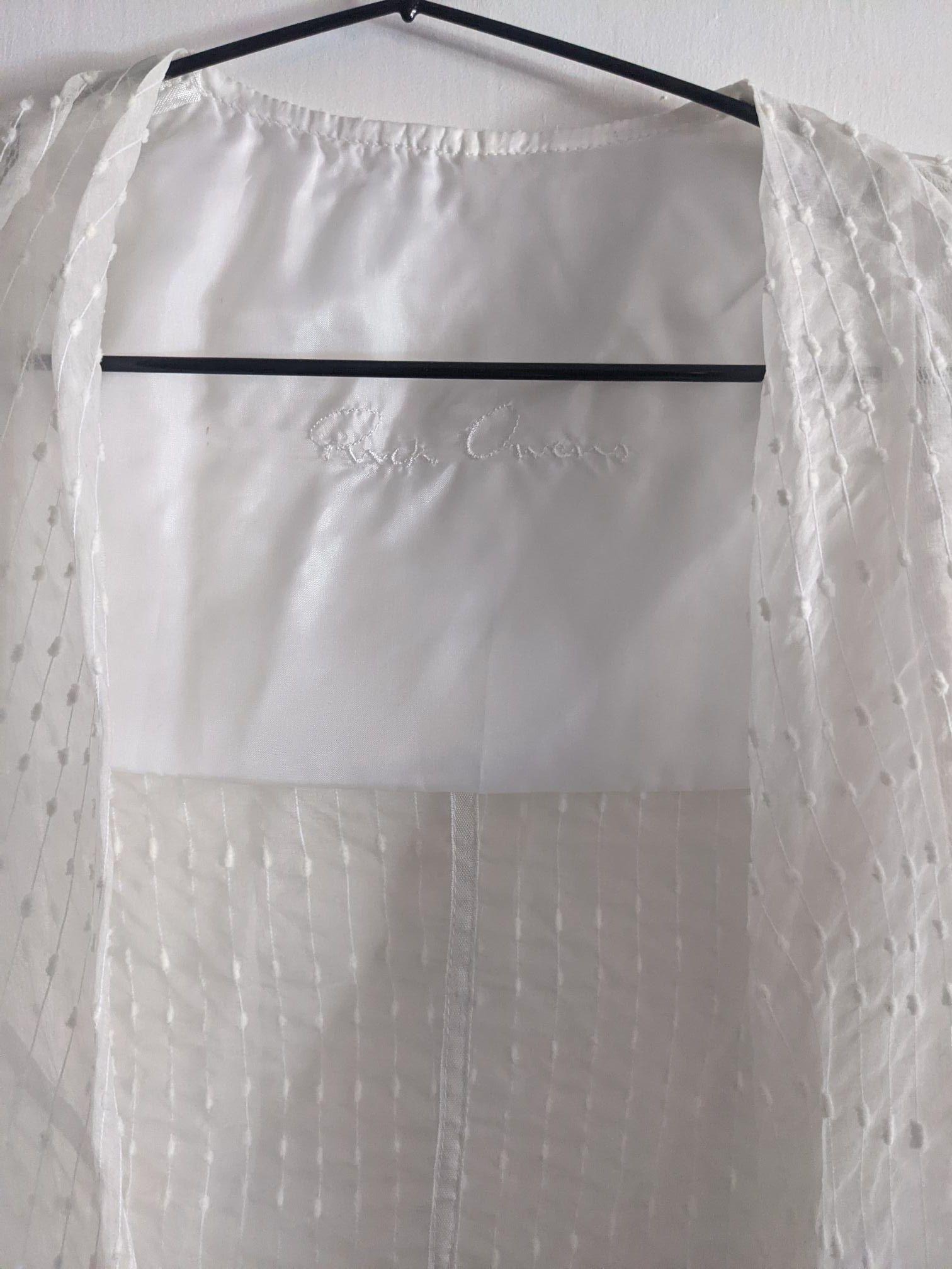 White organza embroidered draped jacket