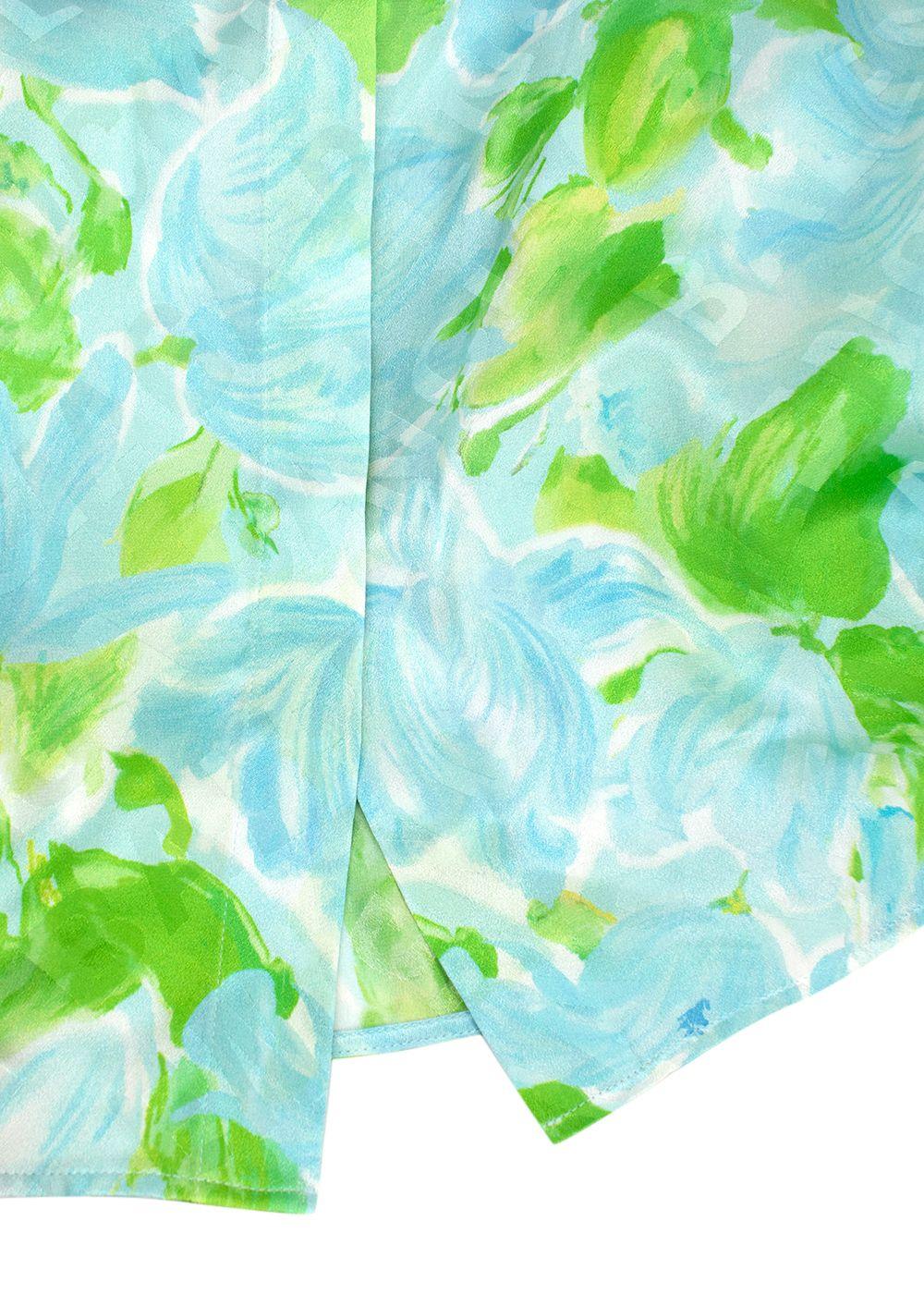 Balenciaga Blue and Green Silk Blouse