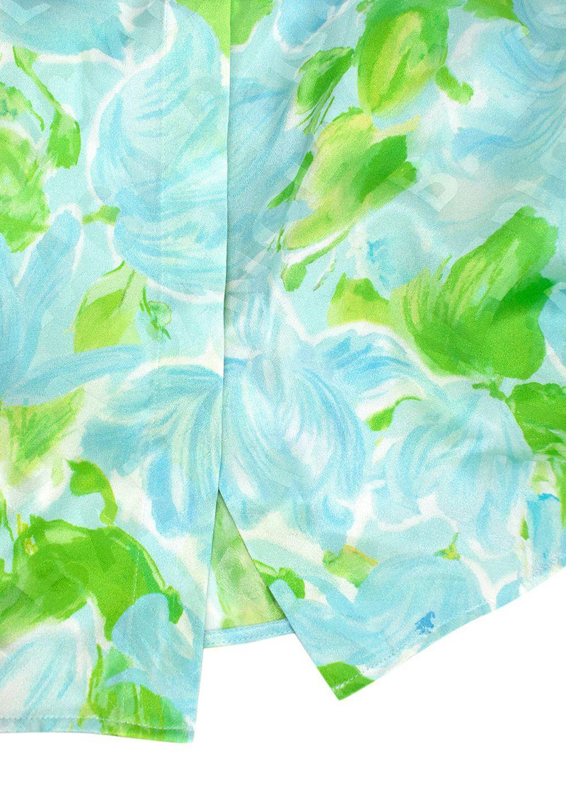 Balenciaga Blue and Green Silk Blouse