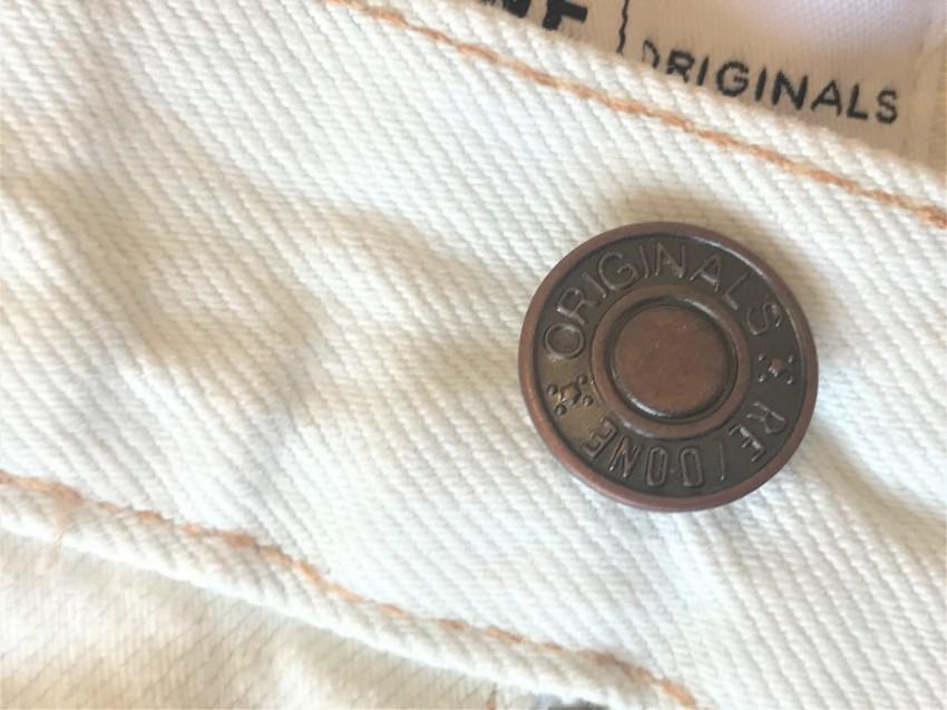 Re/Done light wash double needle western shorts