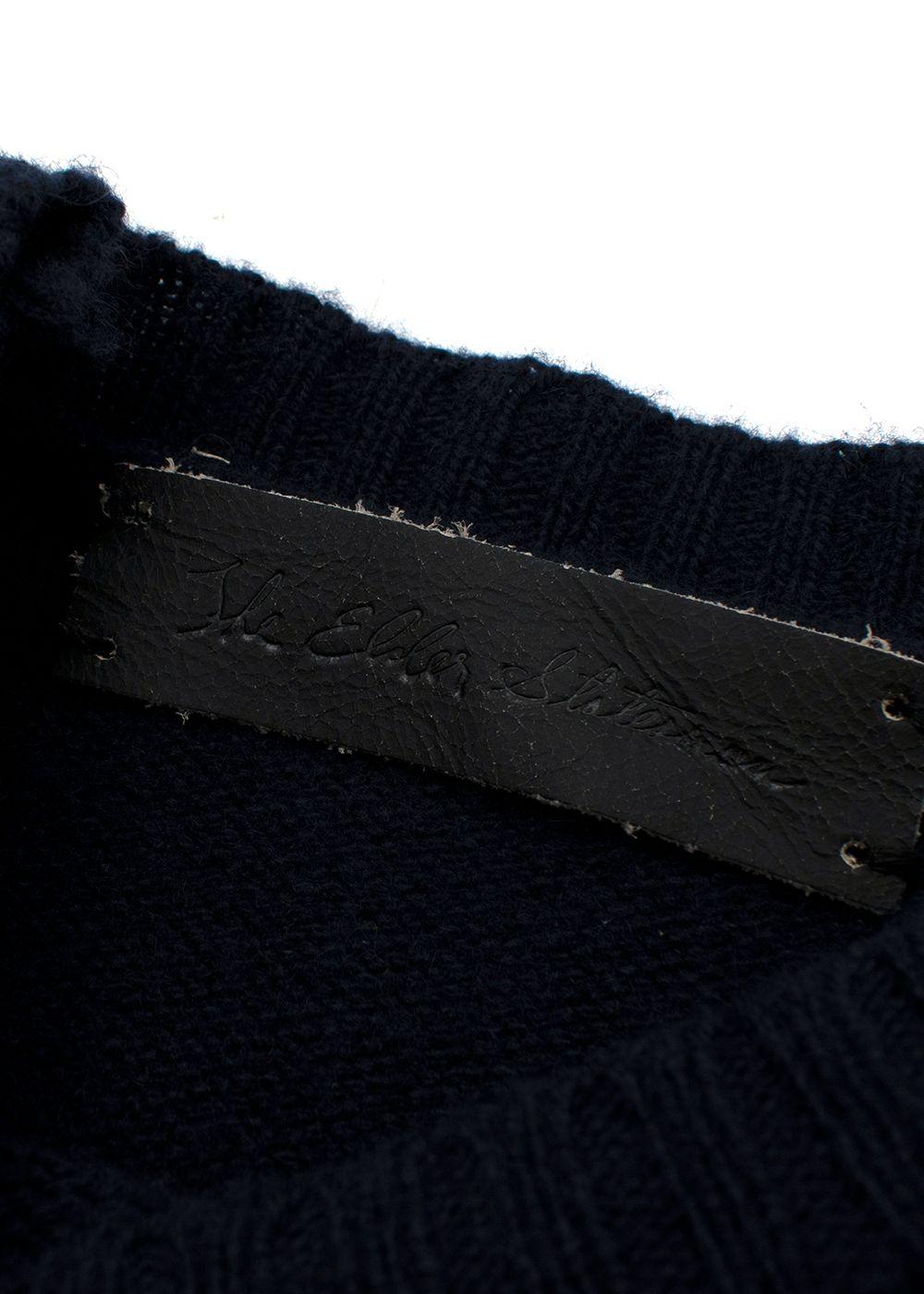 Navy Embroidered Cashmere Knit Jumper