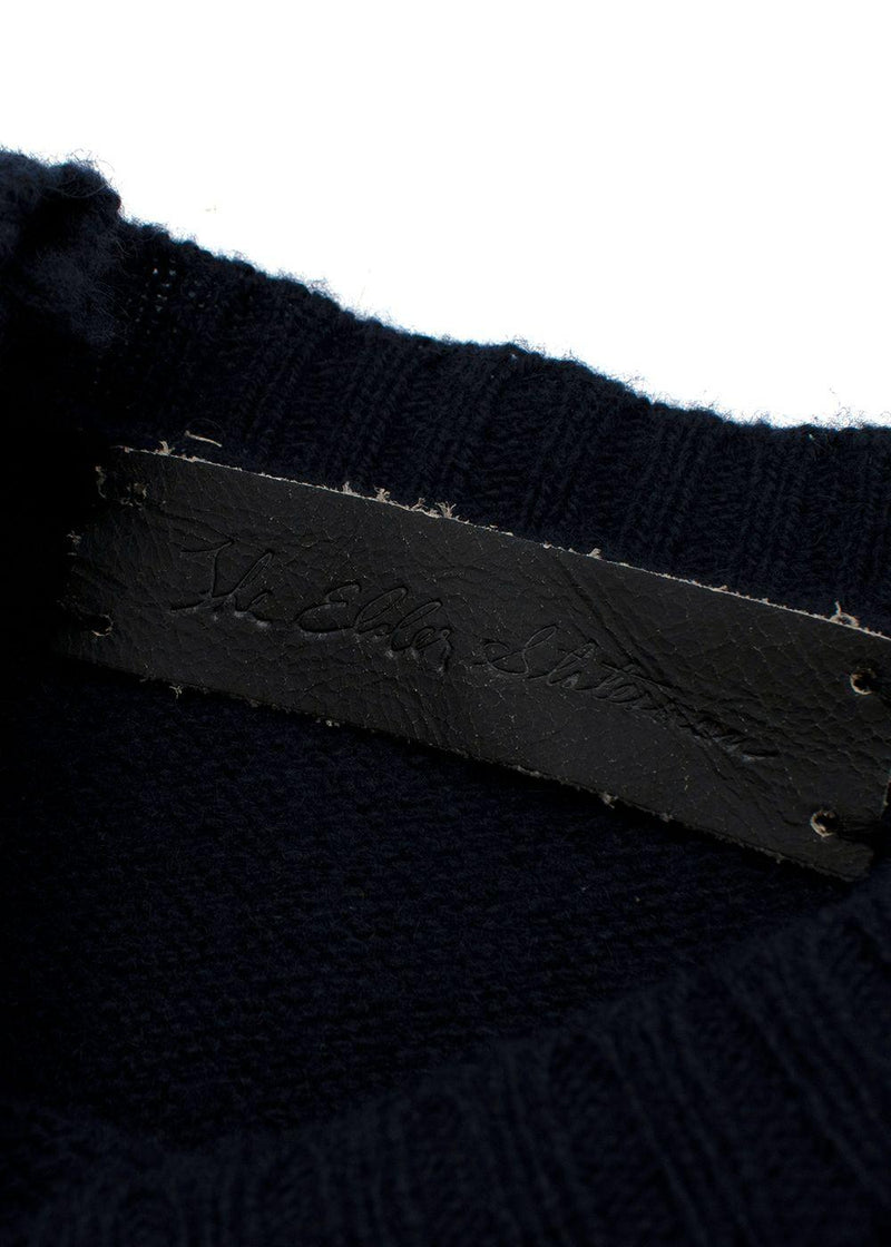 Navy Embroidered Cashmere Knit Jumper