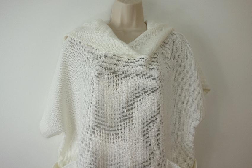 James Perse Ivory Mesh Knit Hooded Top