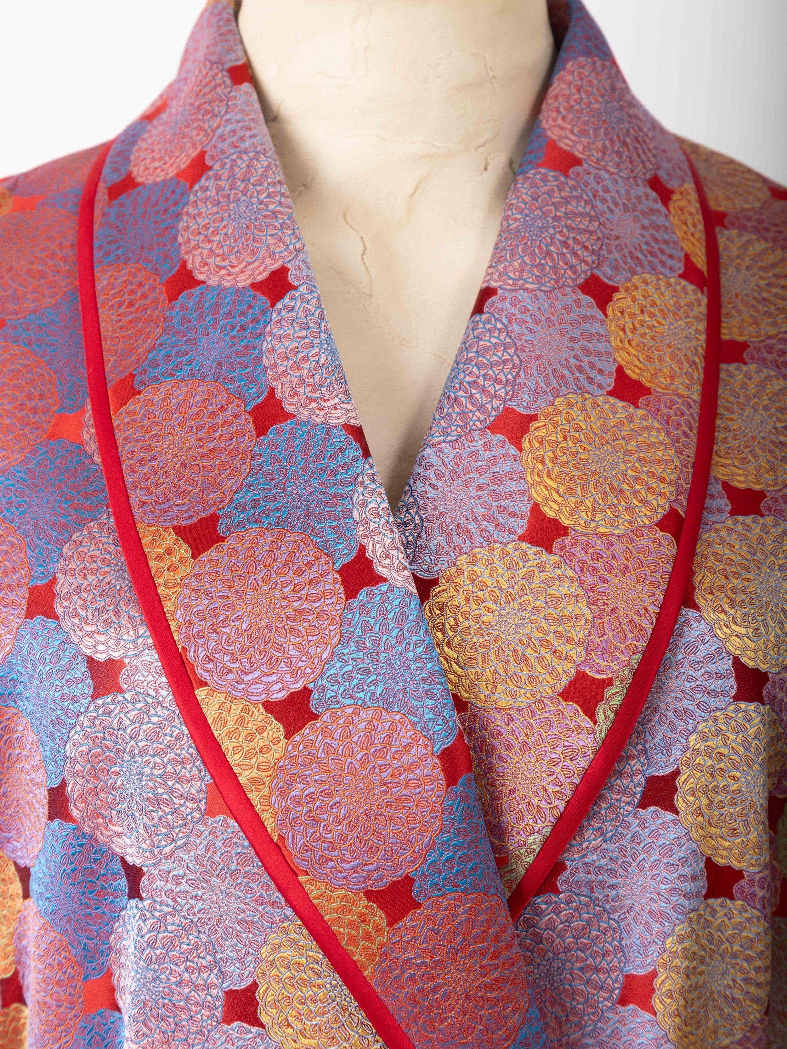Daniel Hanson Red Dahlia Silk Jacquard Robe