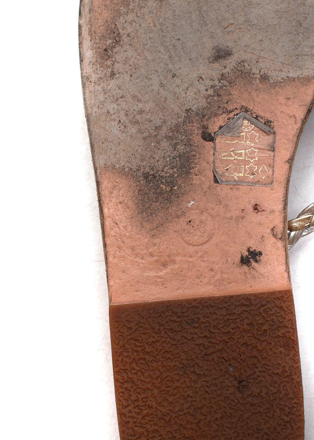 Ancient Greek Amalia Gold Leather Slide Sandals