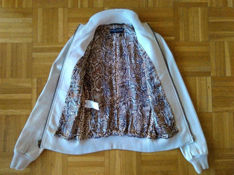 Dolce & Gabbana Womens White Leather Jacket