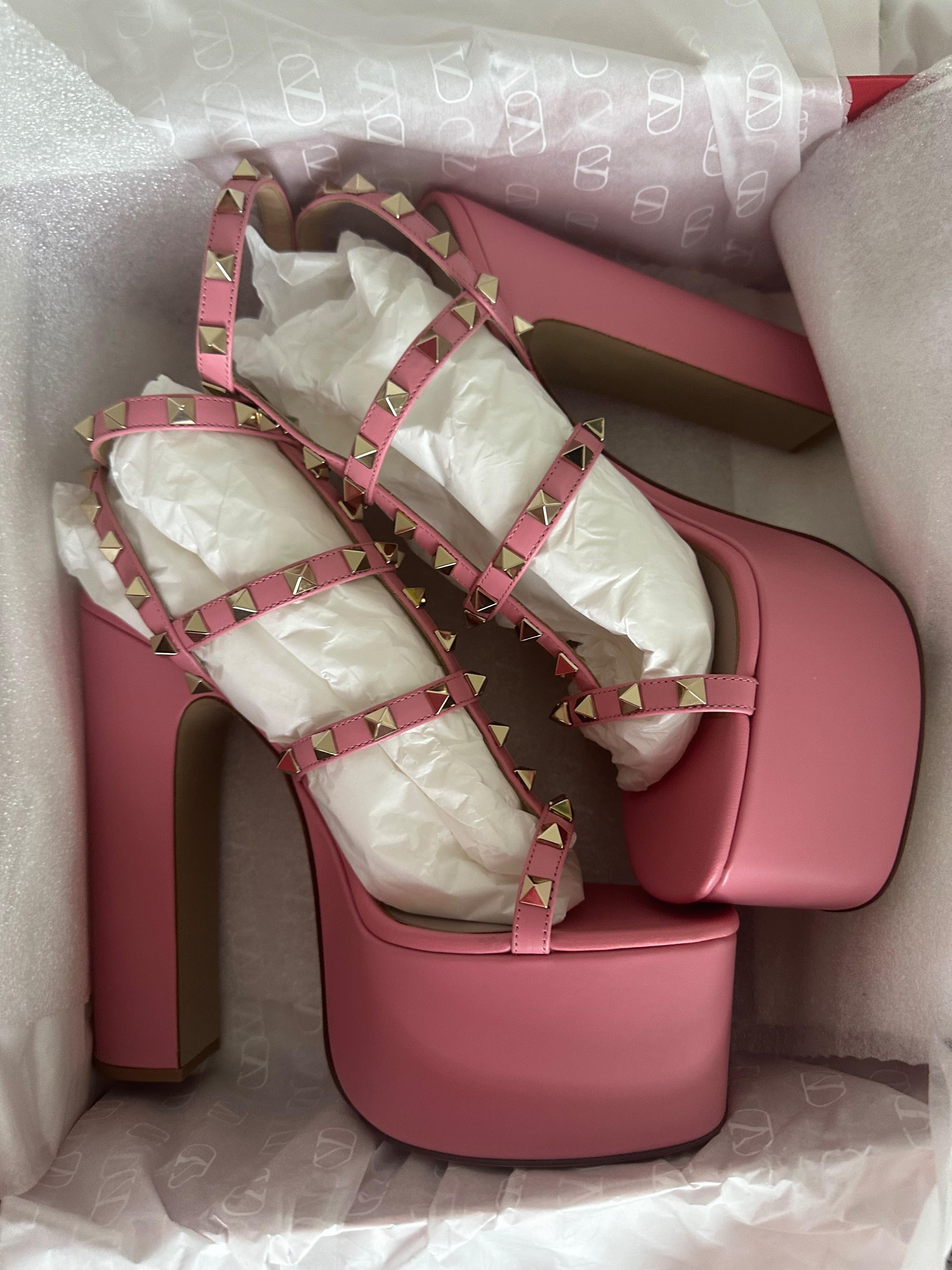 Candy Pink Platform Rockstud Sandals