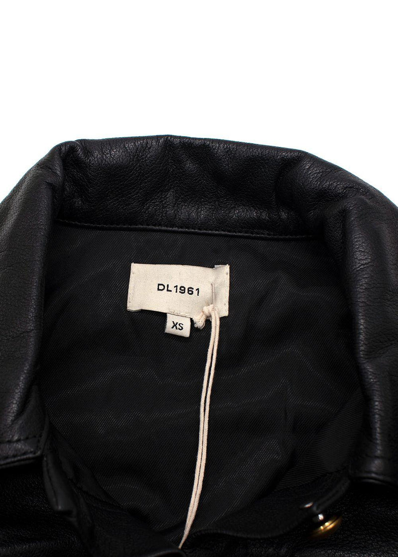 DL 1961 Black Obsidian Vika Leather Trucker Jacket