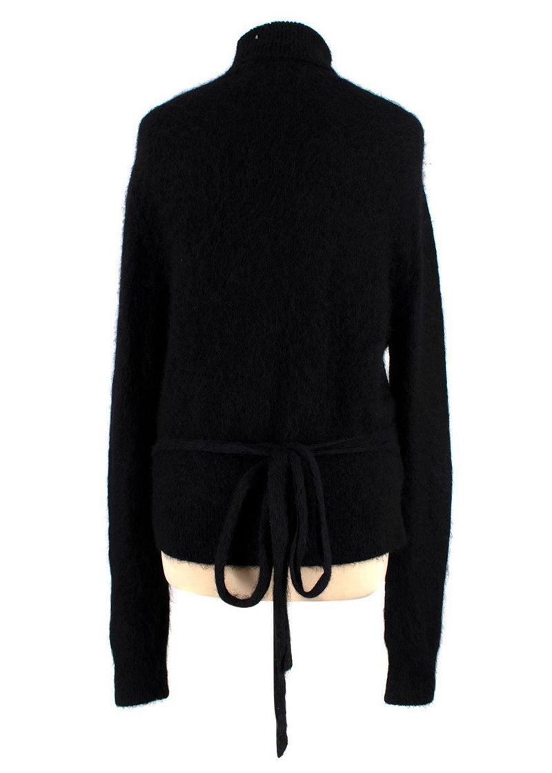 Ganni Black Brushed Alpaca Wrap Jumper