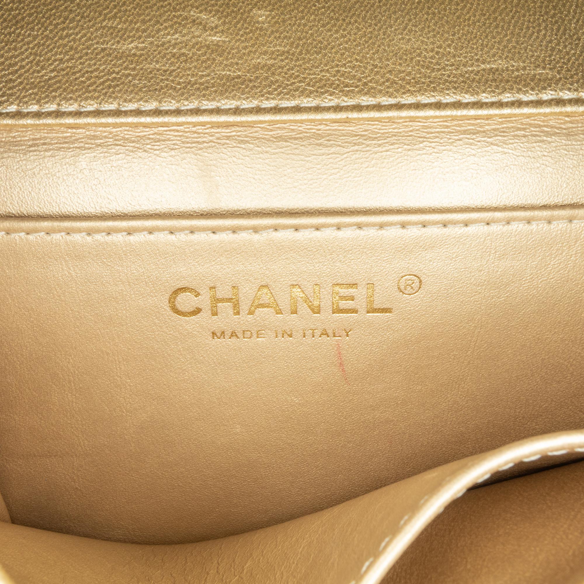 Chanel Metallic Gold Small Lambskin Chic Pearls Flap Bag