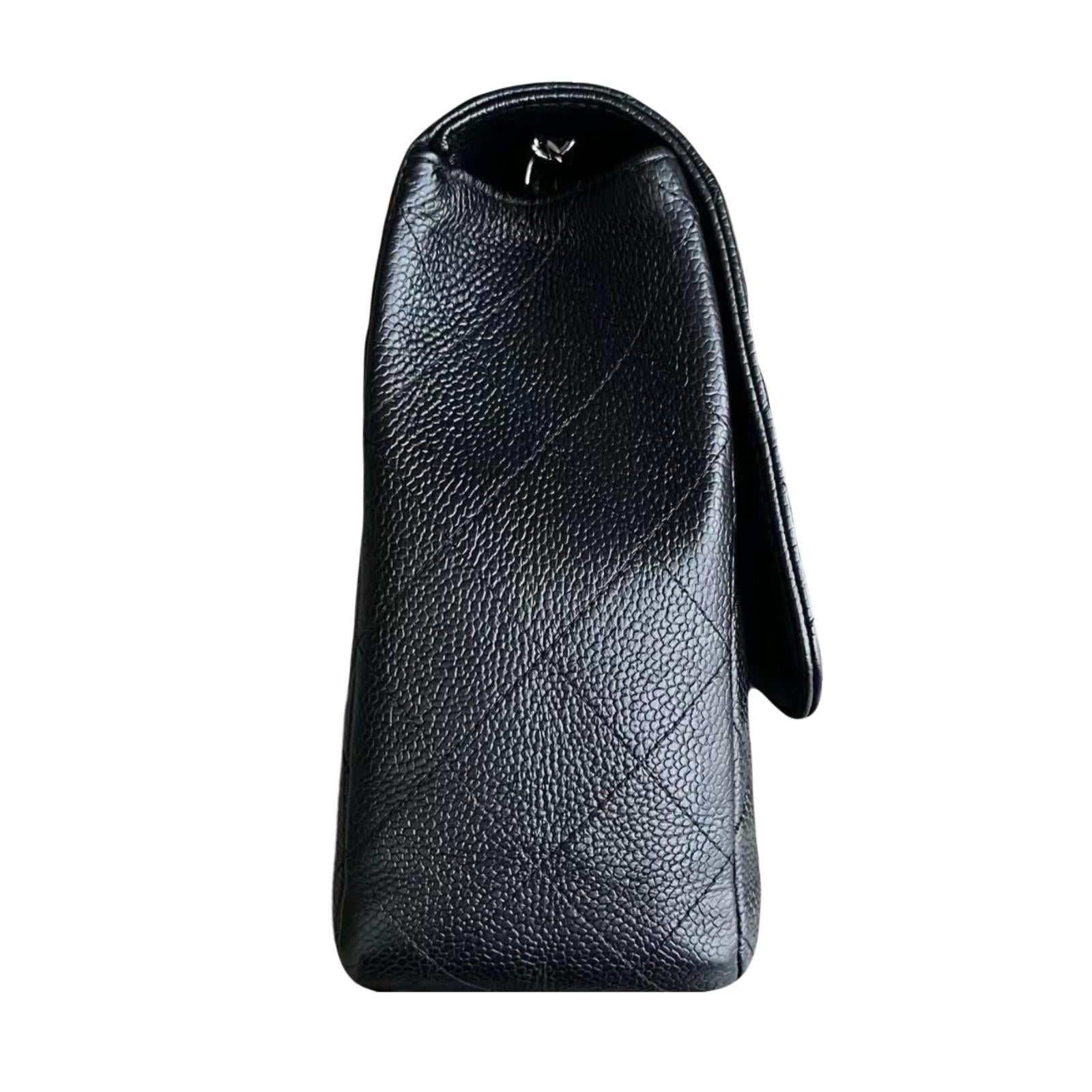 Classic Black Quilted Caviar Jumbo  Single Flap