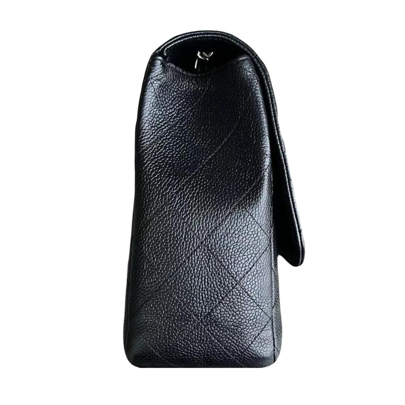 Classic Black Quilted Caviar Jumbo  Single Flap