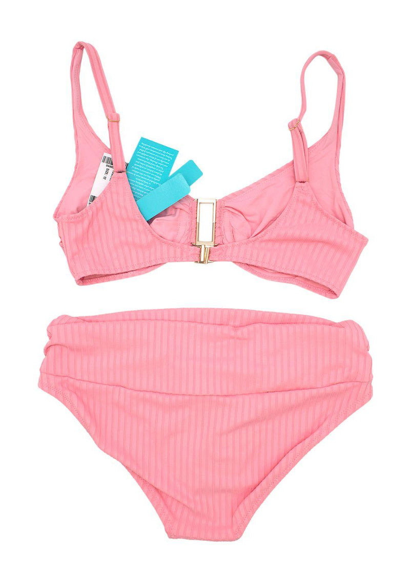 Blush-pink ribbed Bel Air underwired bikini