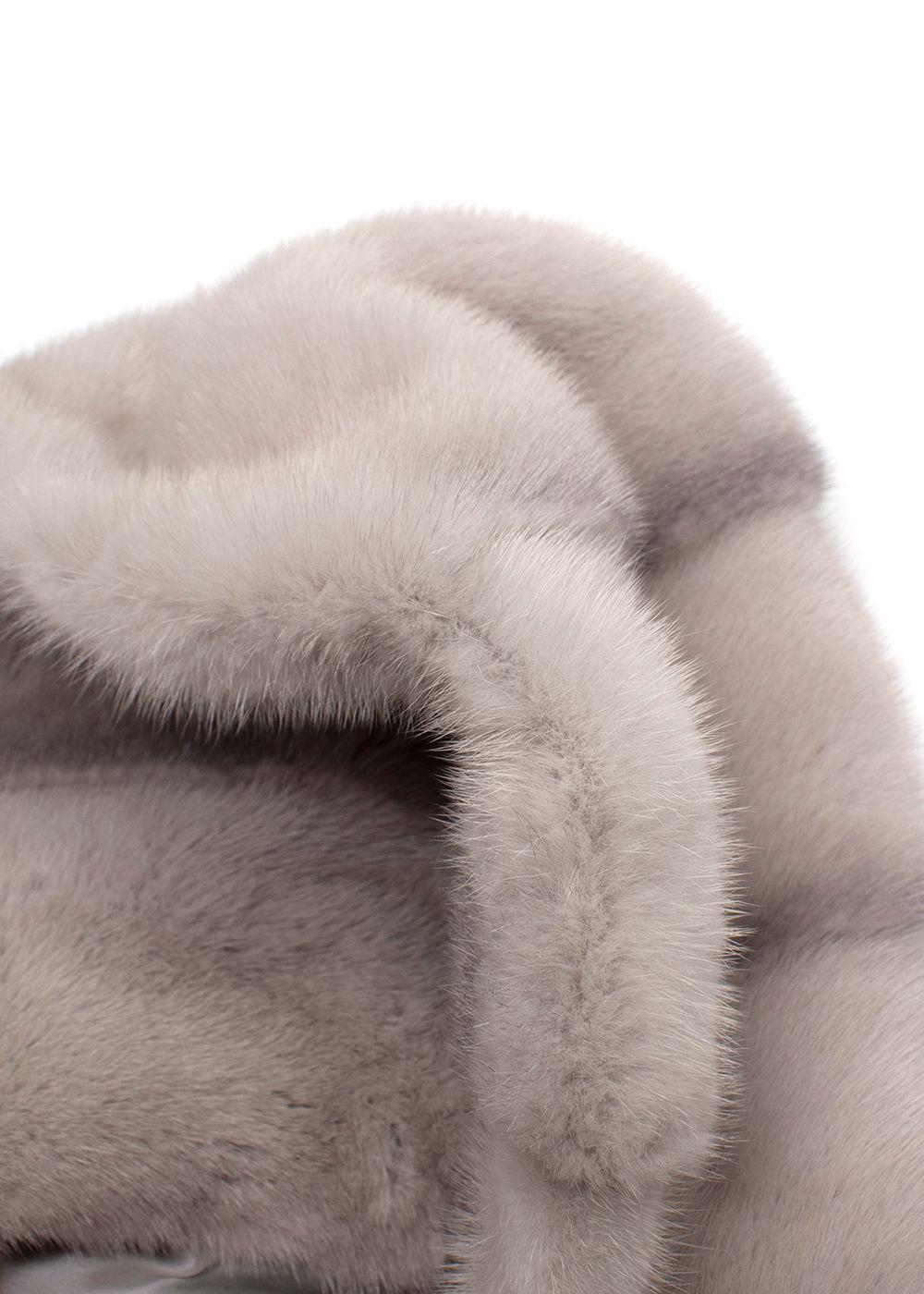 Yves Salomon Grey Mink Fur Hooded Gilet