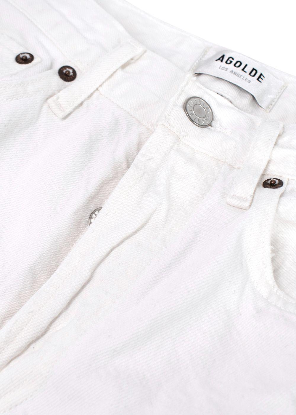 Agolde White Mid Rise Straight Leg Jeans
