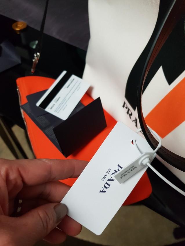 Prada White Printed Canapa Tote Bag