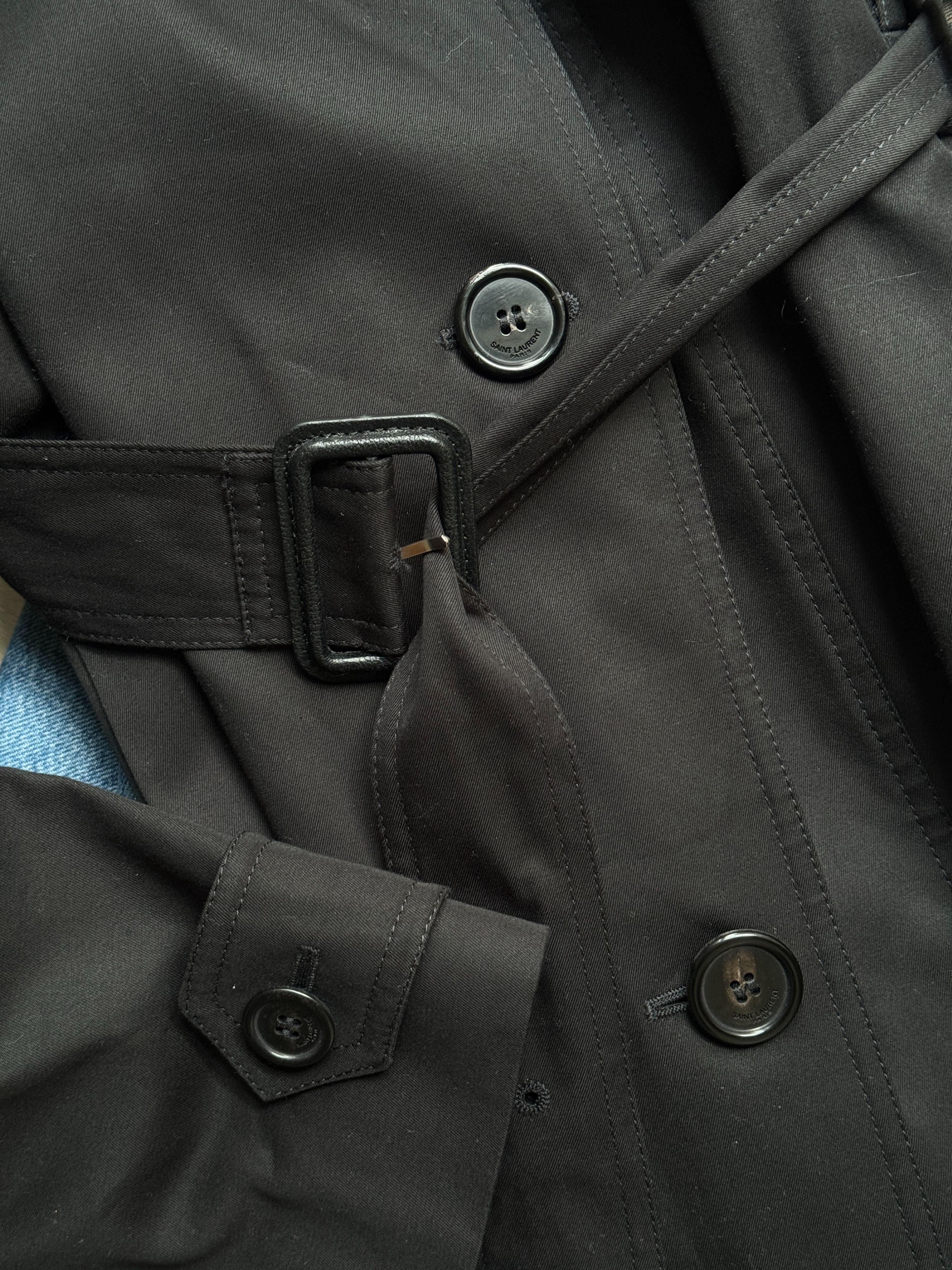 Saint Laurent Black Cotton Trench Coat