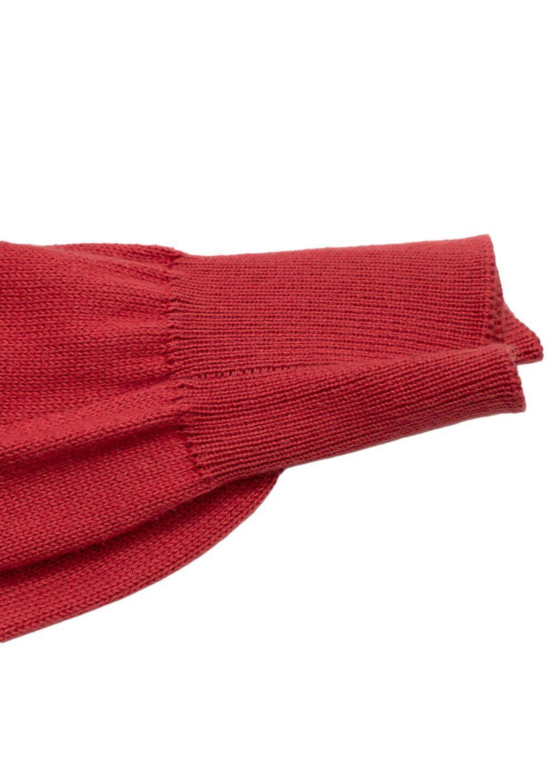 Loro Piana Red V Neck Long Sleeve Cotton Knit Jumper