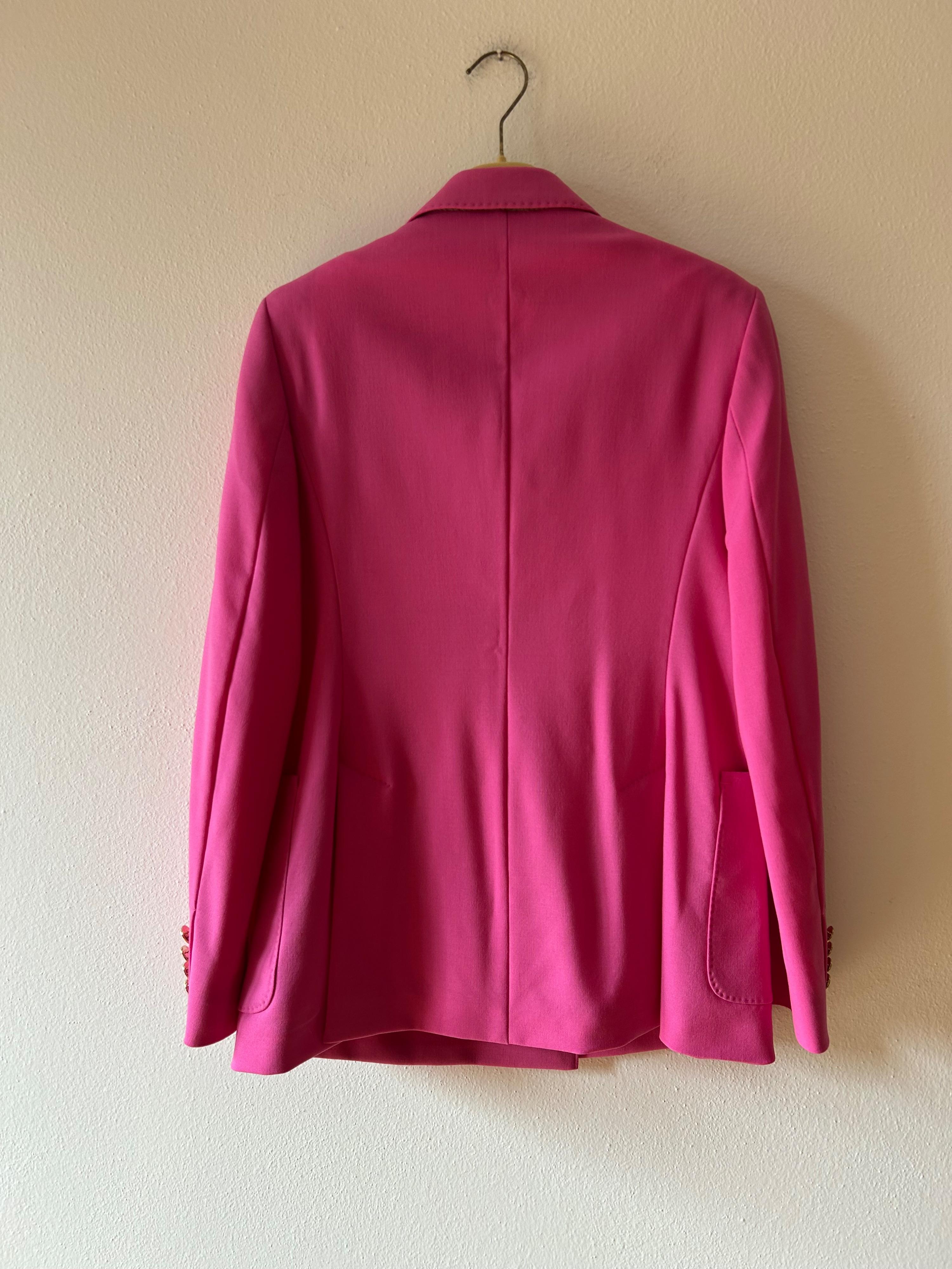MaxMara Pink Double Breasted Mohair Blend Wool Blazer