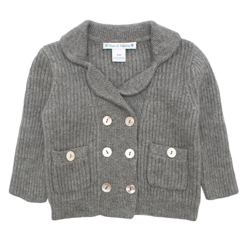 Oscar Et Valentine 9M Grey Shawl Knit Cardigan