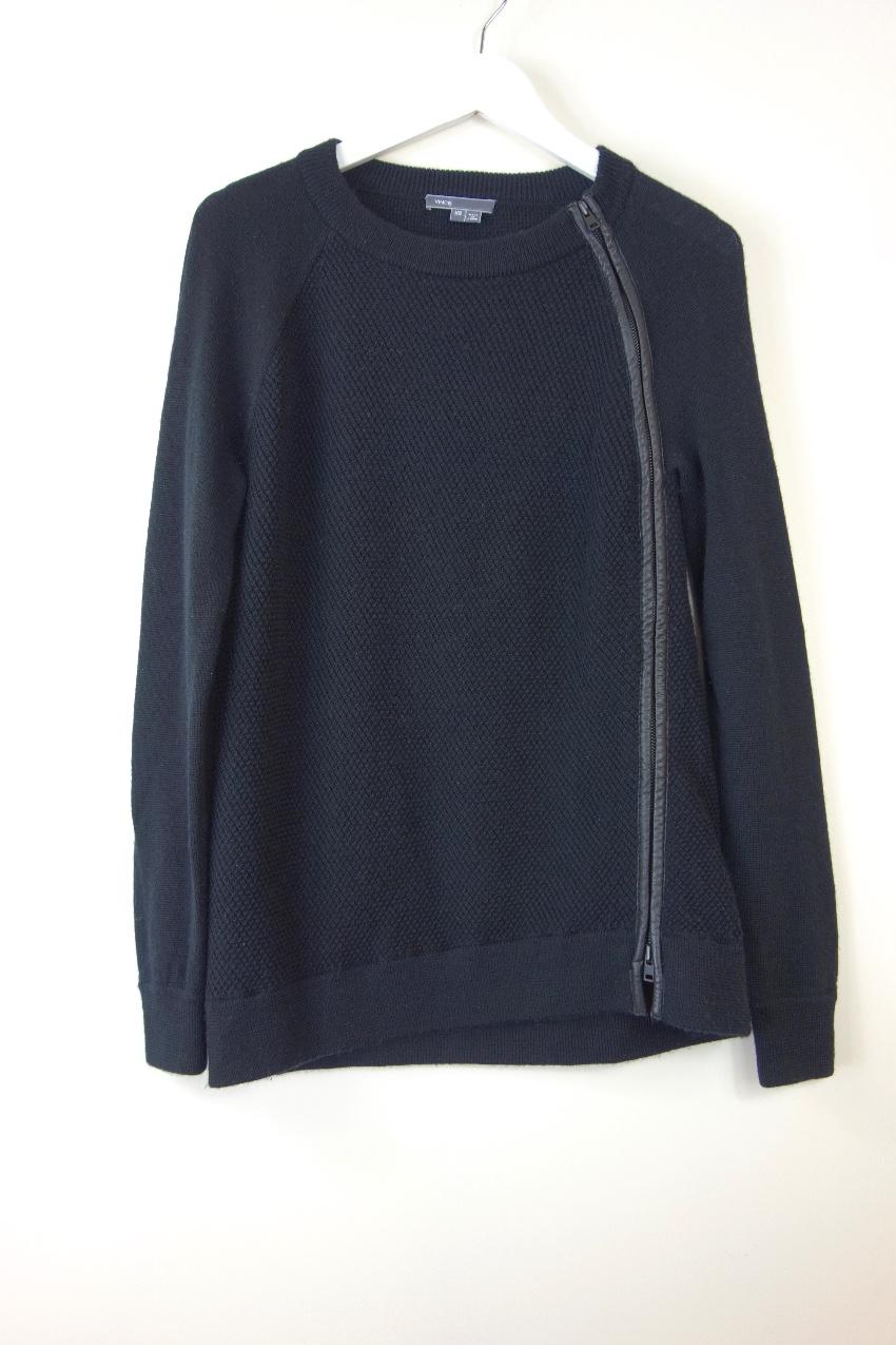 Vince Leather Trim Knit Jumper