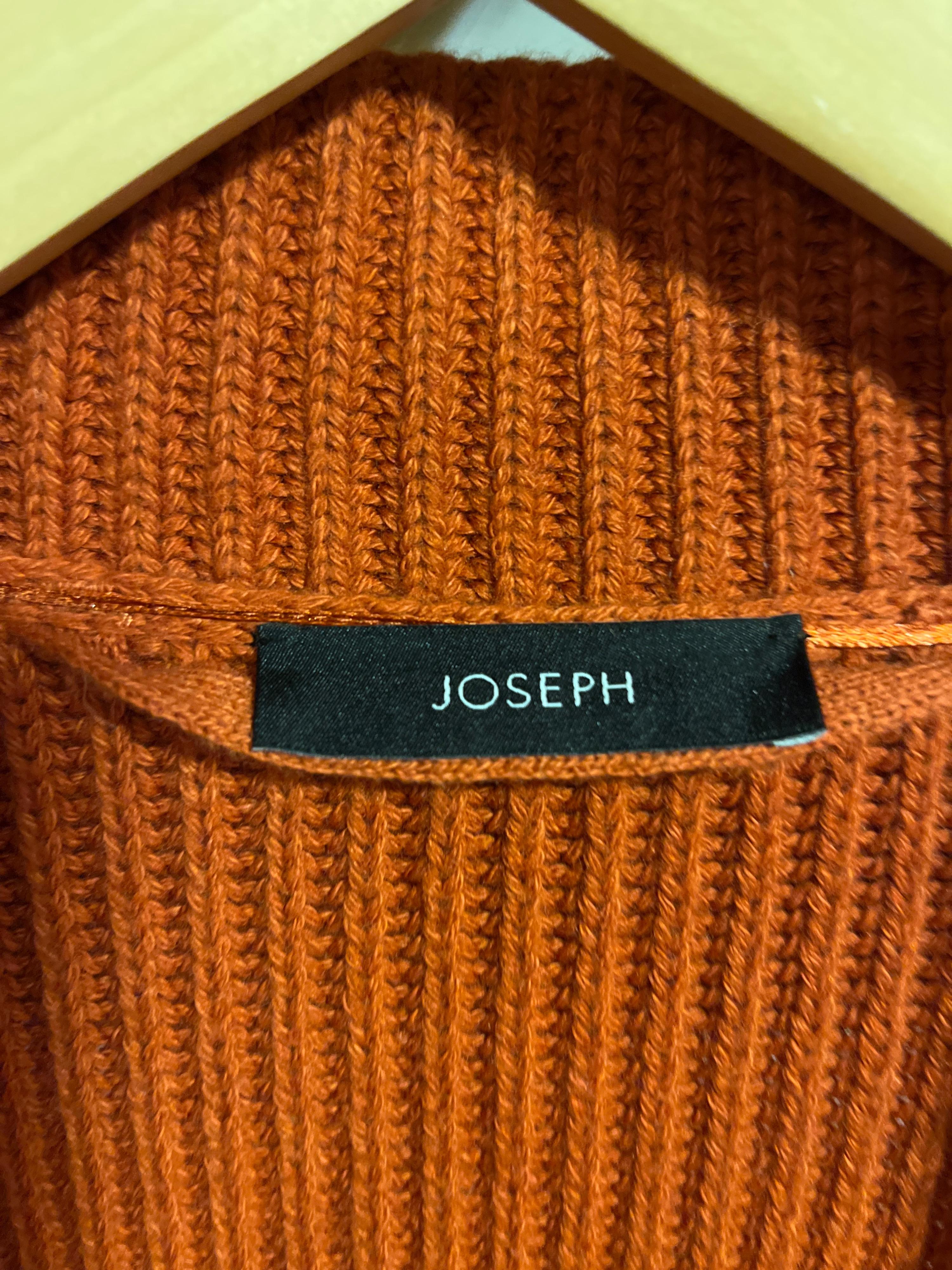 Jospeh Orange Belted Rib Knit Longline Cardigan