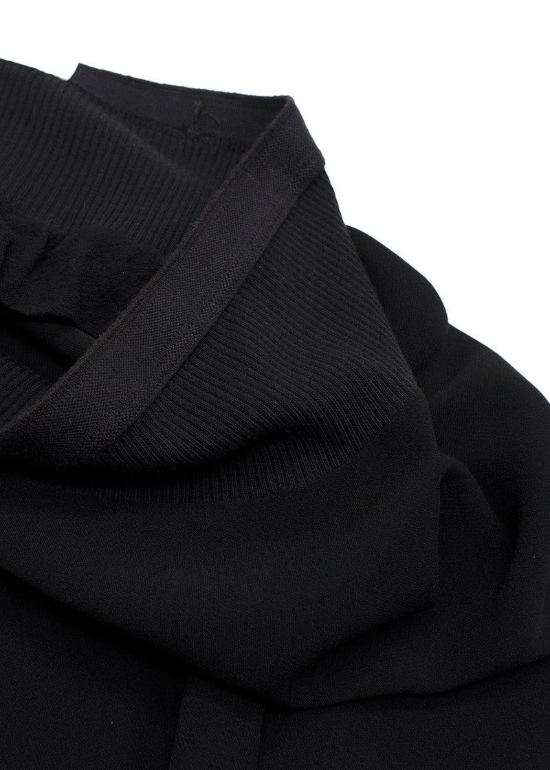Rick Owens Black Knit Midi Skirt with Chiffon Hemline