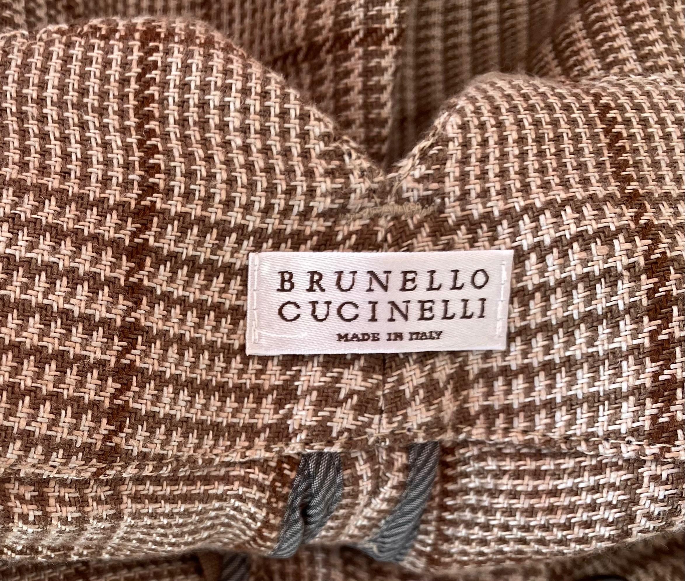 Bruenllo Cucinelli Brown Check High Waisted Trousers