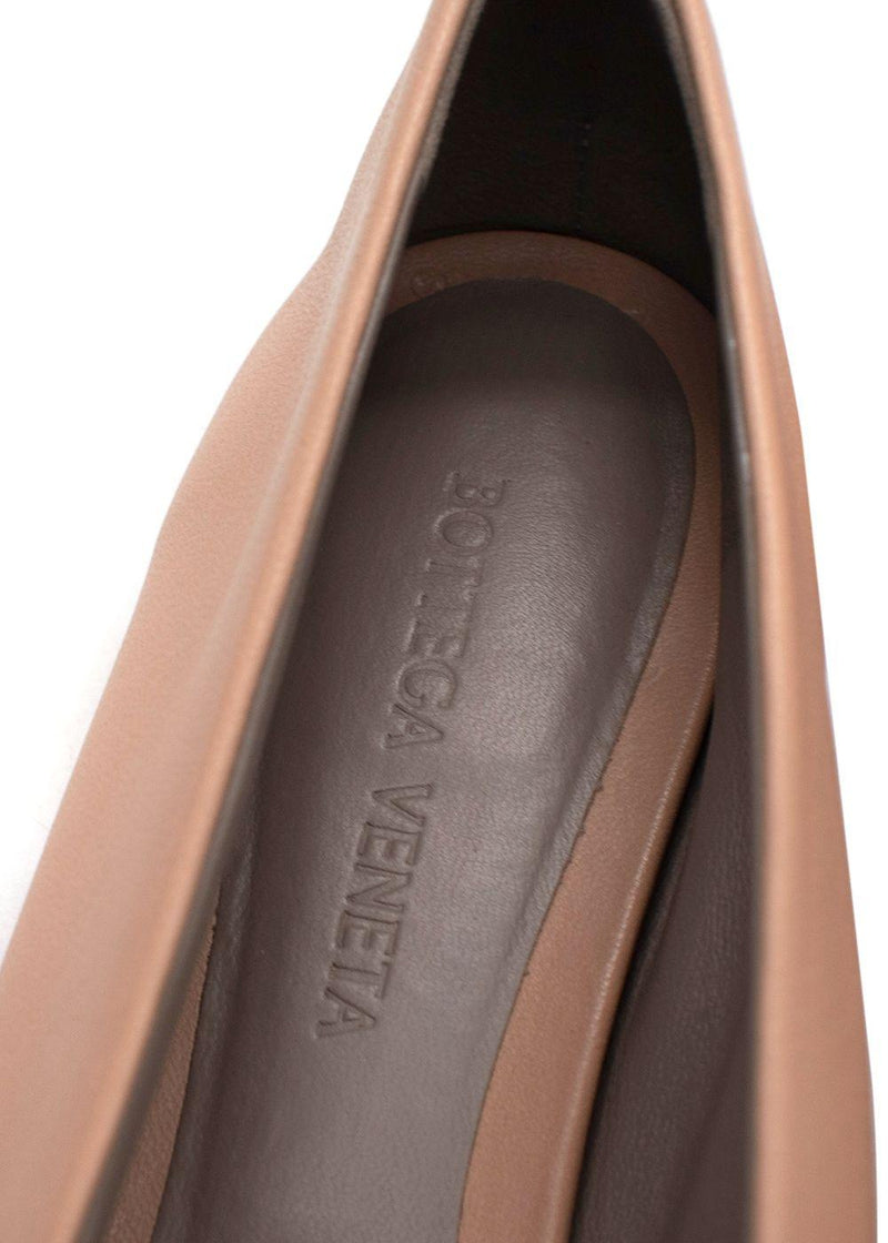 Bottega Veneta Nude Leather Almond Flat Pumps