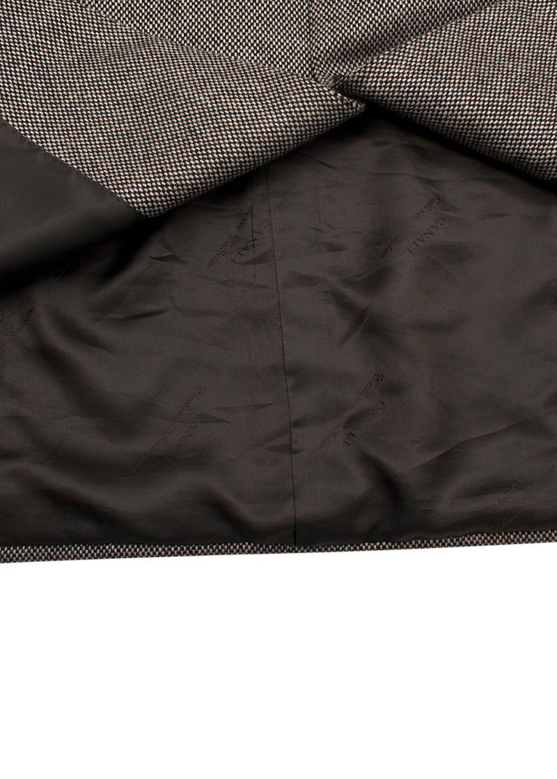 beige & black basketweave cashmere blazer