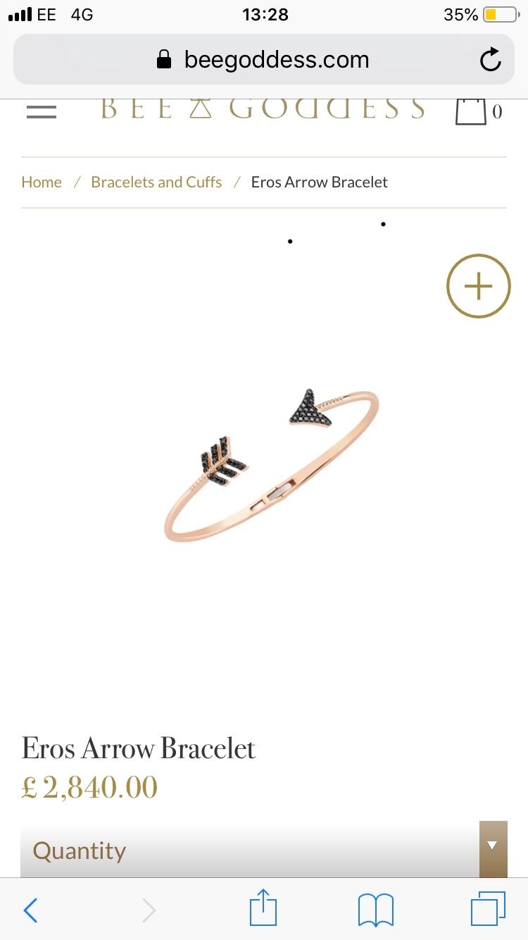 Bee Goddess Black Diamond Eros Arrow Ring & Bracelet