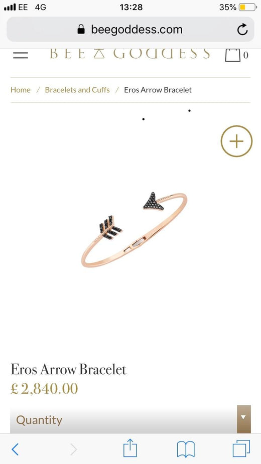 Bee Goddess Black Diamond Eros Arrow Ring & Bracelet