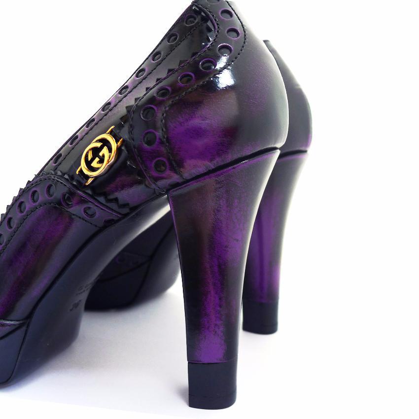 Gucci Barclay Purple Leather Platform Pumps