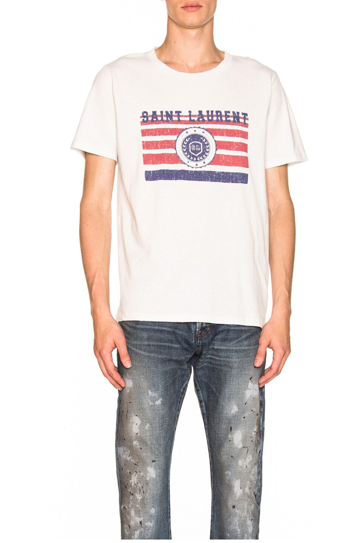 Saint Laurent White Flag League Tee