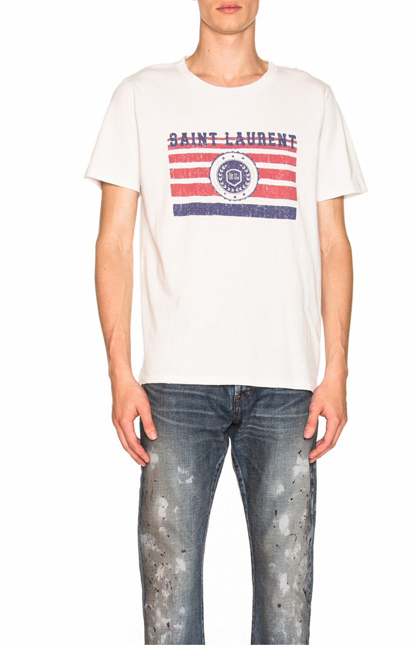 Saint Laurent White Flag League Tee