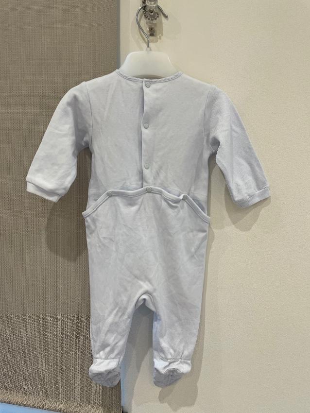 Cannage Embroidered Pale Blue Babygrow
