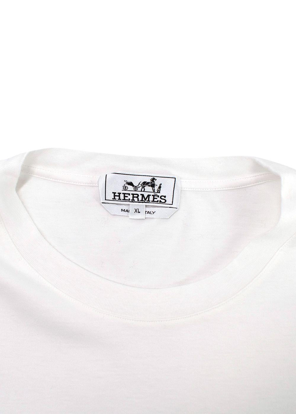 Hermes White Mega Chariot Print Cotton  T-Shirt